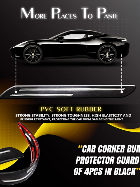 Car Body Corner Bumper Guard Protector Anti-Scratch Sticker Rubber Front Bumper Protector Guard Strips (Universal for All Cars)(Set of 4pcs)