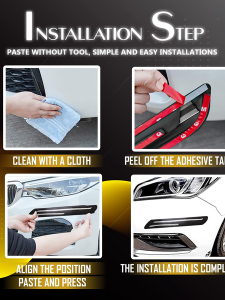 Car Body Corner Bumper Guard Protector Anti-Scratch Sticker Rubber Front Bumper Protector Guard Strips (Universal for All Cars)(Set of 4pcs)