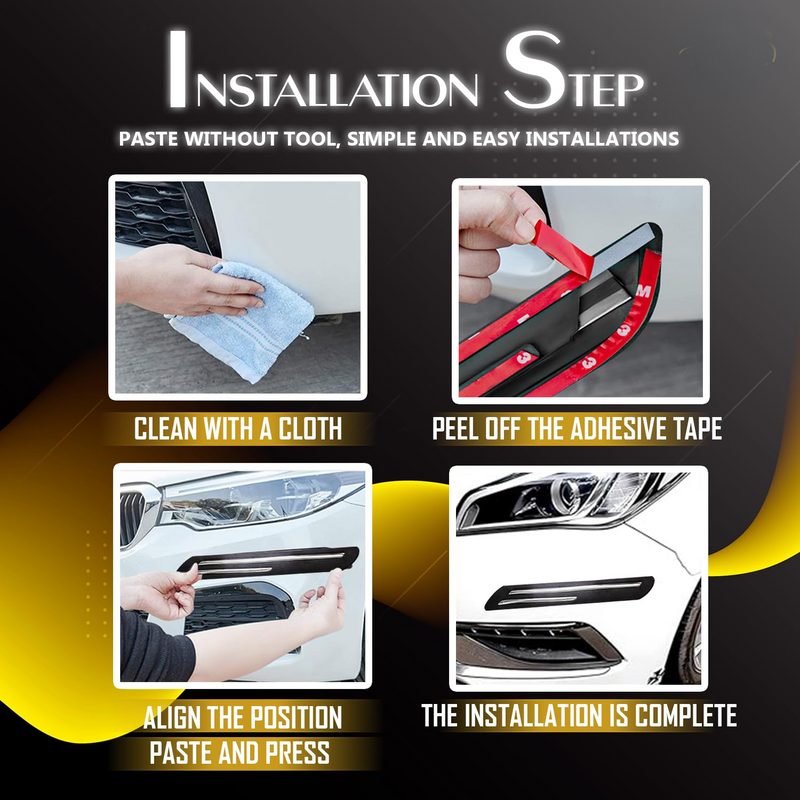 Car Body Corner Bumper Guard Protector Anti-Scratch Sticker Rubber Front Bumper Protector Guard Strips (Universal for All Cars)(Set of 4pcs)