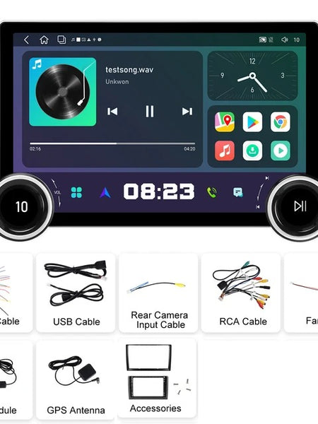 DUAL KNOB CAR ANDROID with carplay 4+64GB with free AHD CAR camera