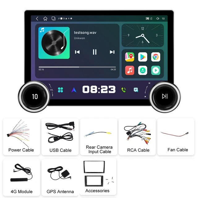 DUAL KNOB CAR ANDROID with carplay 4+64GB with free AHD CAR camera
